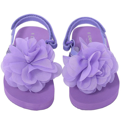 L'Amour Purple Sequin Flower Flip Flop Sandals Toddler Girls 5-10 - SophiasStyle.com